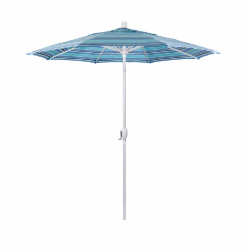 California Umbrella Market Patio Umbrella With Auto Tilt and Crank - Dolce Oasis/Matted White Perspective: front