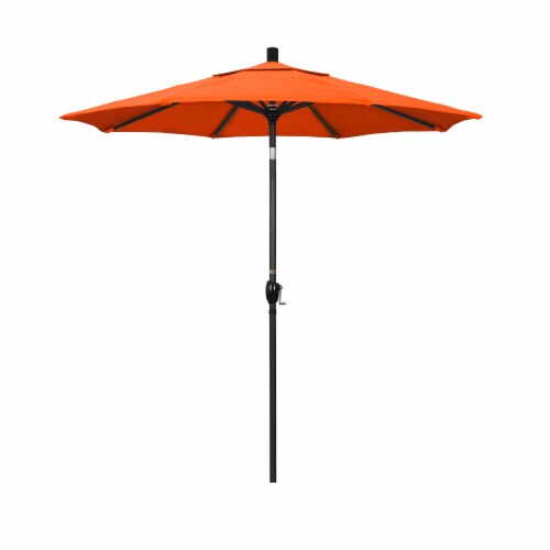 California Umbrella Market Patio Umbrella With Auto Tilt and Crank Lift - Melon/Stone Black Perspective: front