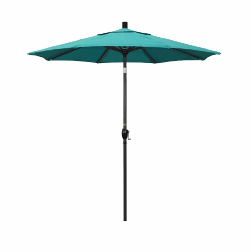 California Umbrella Market Patio Umbrella With Auto Tilt and Crank Lift - Aruba/Stone Black Perspective: front