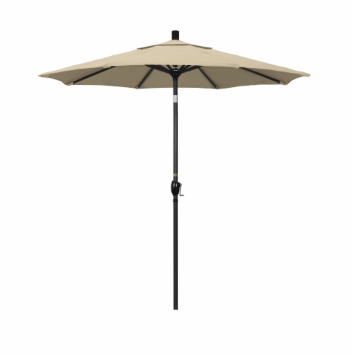 California Umbrella Market Patio Umbrella With Auto Tilt and Crank Lift - Beige/Stone Black Perspective: front