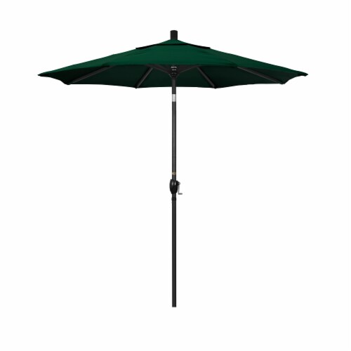 California Umbrella Market Patio Umbrella With Auto Tilt and Crank - Forest Green/Stone Black Perspective: front