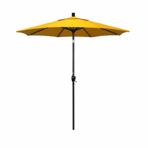 California Umbrella Market Patio Umbrella With Auto Tilt and Crank Lift - Yellow/Stone Black Perspective: front