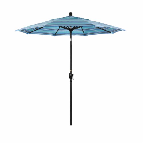 California Umbrella Aluminum Market With Auto Tilt and Crank Lift - Dolce Oasis/Stone Black Perspective: front