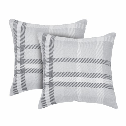 Pacifica Tartan Charcoal Accent Throw Pillow by Astella Perspective: front