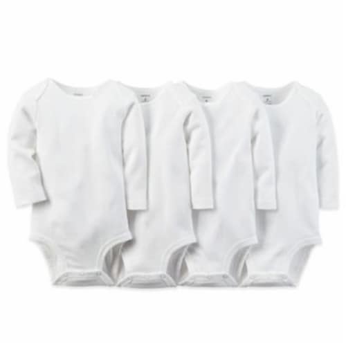 carter's® 3M 4-Pack Cotton Long Sleeve Bodysuits in White Perspective: front
