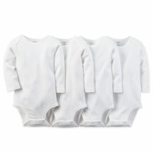 carter's® Newborn 4-Pack Cotton Long Sleeve Bodysuits in White Perspective: front