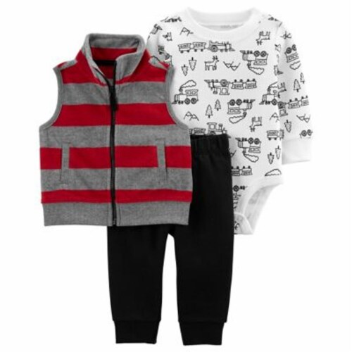 Carter'® Striped Microfleece Vest Set - Red/Grey, 3 Months - Foods Co.