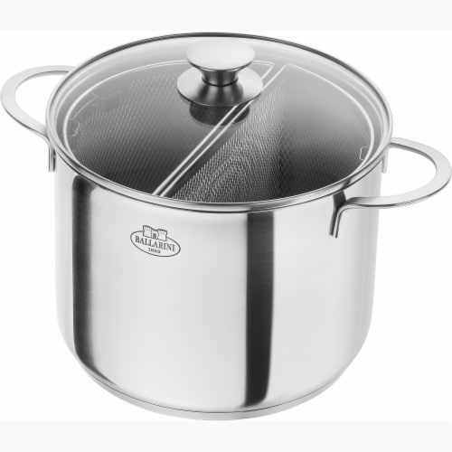 Ballarini 8-qt Stainless Steel Pasta Pot with Lid and Strainers Perspective: front