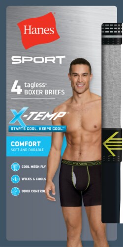 Hanes Ultimate Sport X-TEMP Performance Boxer Briefs - Black/Gray SM, S -  Kroger