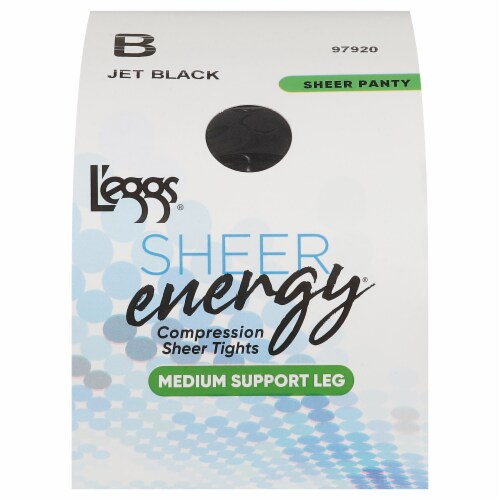 *L'eggs Pentyhose Sheer Energy 360 Medium Support Leg Control Top Size A  Black