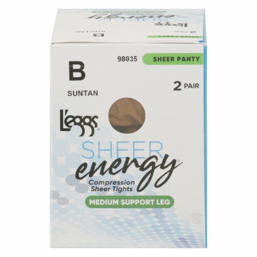 Leggs Sheer Energy Medium Support Sheer Pantyhose Suntan 2 pk