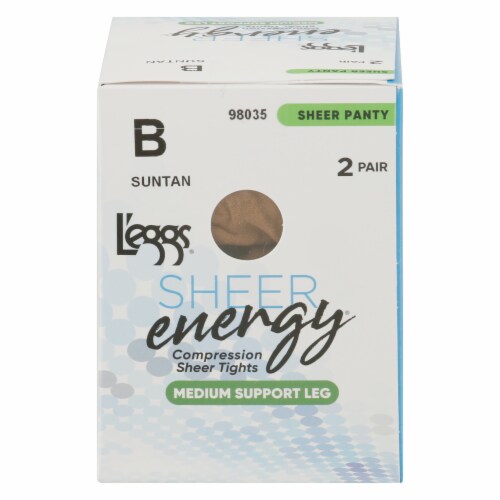 Leggs Sheer Energy Medium Support Sheer Pantyhose - Suntan, 2 pk - Baker's