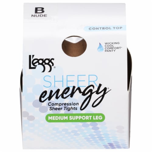 L'eggs® Sheer Energy® Control Top Medium Support Leg Sheer Tights - B Nude Perspective: front
