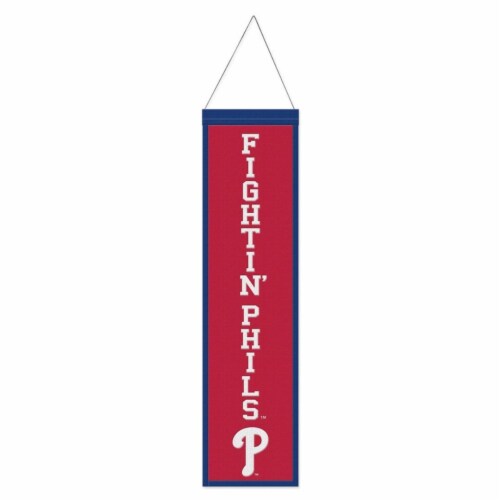 Wraft Fanatics 9416647829 8 x 32 in. MLB Heritage Slogan Design Philadelphia Phillies Wool Ba Perspective: front