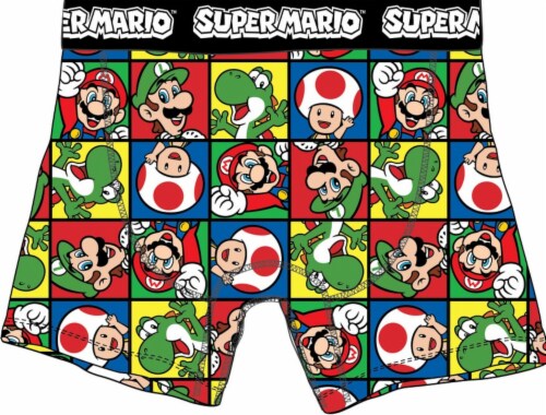 Super Mario Character Grid Boxer Brief Perspective: front