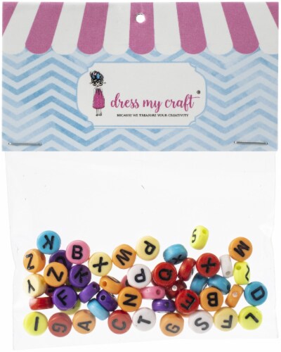 Dress My Crafts Round Letter Beads 50/Pkg-Assorted Colors, 50/Pkg