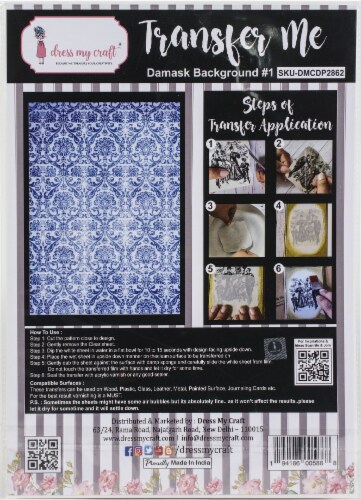 Dress My Craft Transfer Me Sheet A4-Damask Background #1 Perspective: front