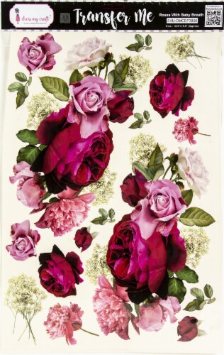 Dress My Craft Transfer Me Sheet 12.5 X18.5 -Rose With Baby Breath Perspective: front