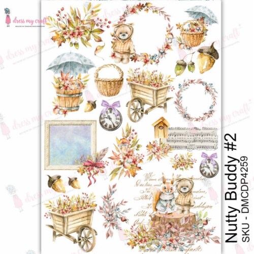 Dress My Craft Transfer Me Sheet A4-Nutty Buddy #2 Perspective: front