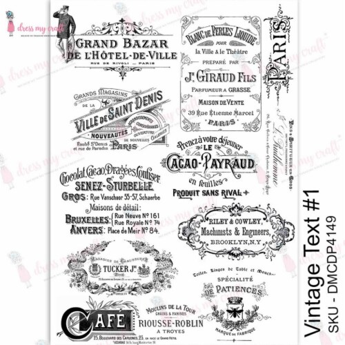 Dress My Craft Transfer Me Sheet A4 Vintage Text 1 1 count Kroger