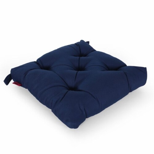 Noble House Baird Indoor Fabric Classic Tufted Chair Cushion in Navy Perspective: front