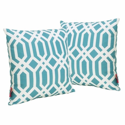 Noble House Manduka Arabesque Square Pillow in Dark Teal (Set of 2) Perspective: front