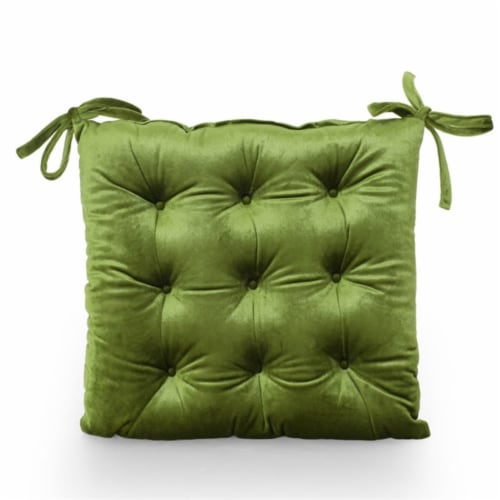Noble House Foxhall Tufted Velvet Dining Chair Cushion in Sage 1