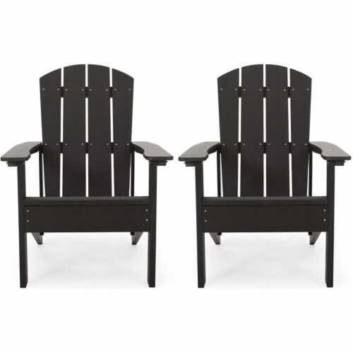Noble House Culver Faux Wood Slat Backed Adirondack Chair in Black