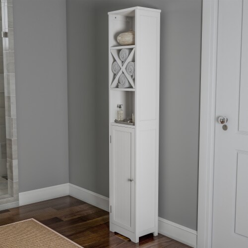 Lavish Home Linen Tower 67 Inch Tall Storage Cabinet White Adjustable Shelves Bathroom Laundr 1 unit Mariano s