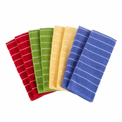 Multi-Color 100% Combed Cotton Dish Cloths Pack Absorbent Chevron