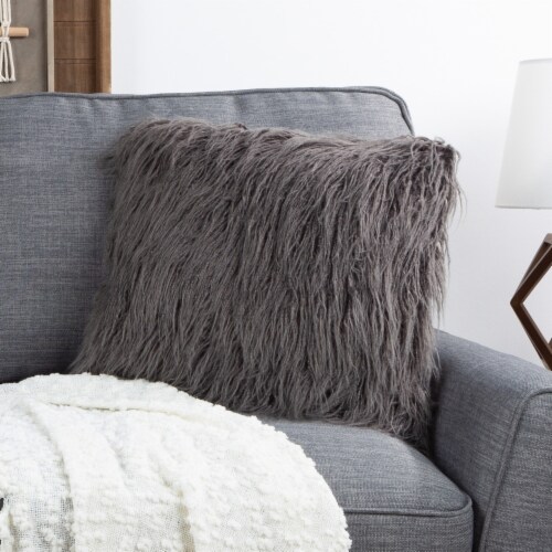 Grey shag pillow sale