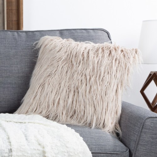 Lavish Home Mongolian Faux Fur Throw Pillow 18 Inch Charcoal Gray Shag Style 6 Inch Thick Cof 1 unit King Soopers
