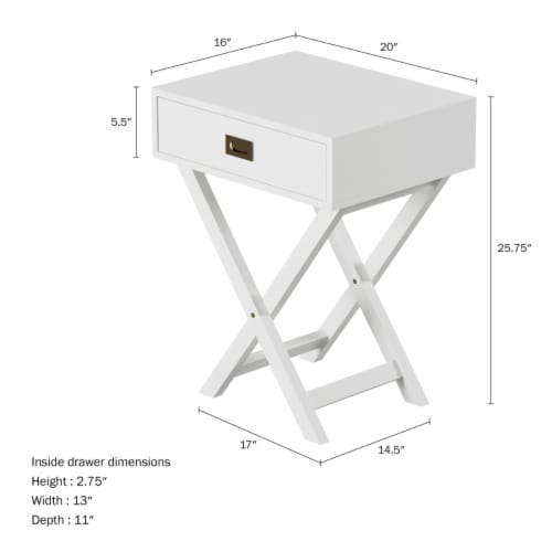 Lavish Home Modern White End Table With Drawer X Leg Design For Living Room Or Bedroom 1 unit Smith s Food and Drug