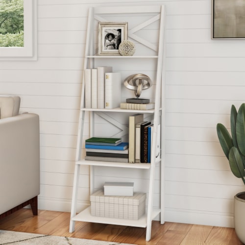 Lavish Home White 4 Shelf Ladder Bookshelf Free Standing Tiered Bookcase 1 unit Mariano s