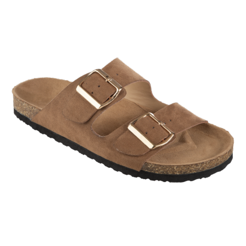 women's double buckle slide sandals