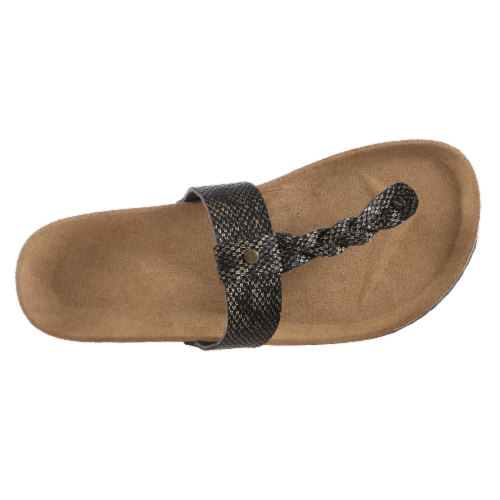 Totes Women's Braided T Strap Slide Sandals - Black Perspective: front