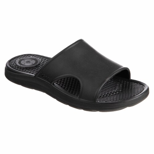 Totes Men's Sol Bounce Ara Vented Slide Sandals - Black Perspective: front