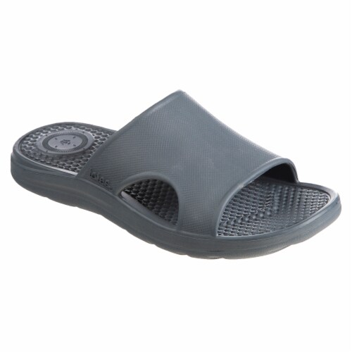 Totes Men's Sol Bounce Ara Vented Slide Sandals - Gray Perspective: front