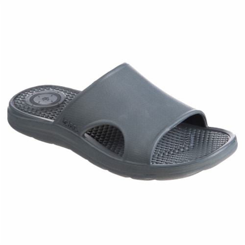 Totes Men's Sol Bounce Ara Vented Slide Sandals - Gray Perspective: front
