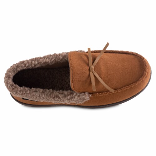 Isotoner® Men's Microsuede Moccasin with Berber Spill - Tan Perspective: front