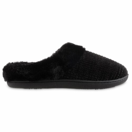 Isotoner® Women's Striped Chenille Ann Hoodback Slippers - Black, 8/9 ...