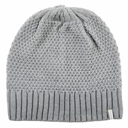 Isotoner® Women's Lined Water Repellent Textured Knit Beanie - Grey Perspective: front