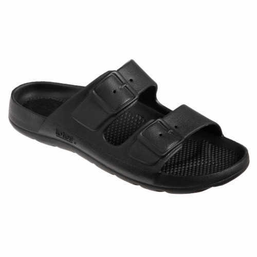Totes Sol Bounce 2-Strap Slides - Black Perspective: front