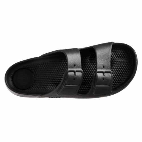Totes Men's Everywear Double Buckle Slide Sandals - Black Perspective: front