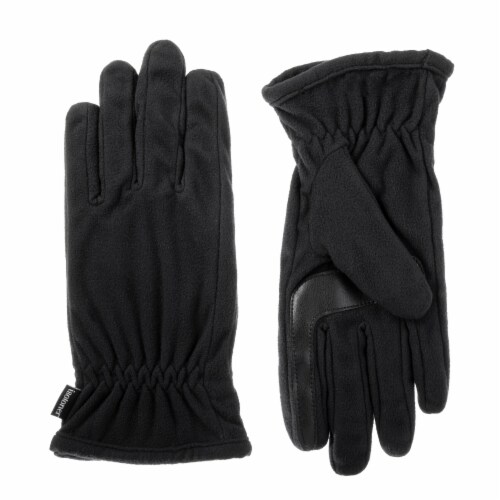 Isotoner smartDRI Men's Fleece Gloves - Black Perspective: front