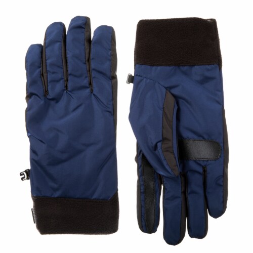 Isotoner Sleekheat Navy Blue Men's Gloves with Cuffs Perspective: front