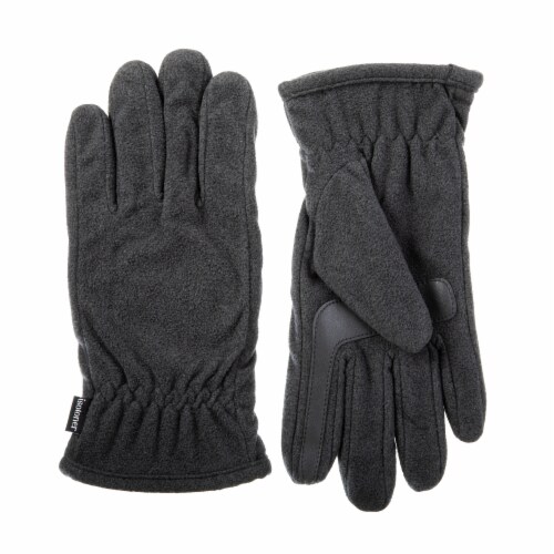 Isotoner SmartDRI Gray Fleece Men's Gloves Perspective: front