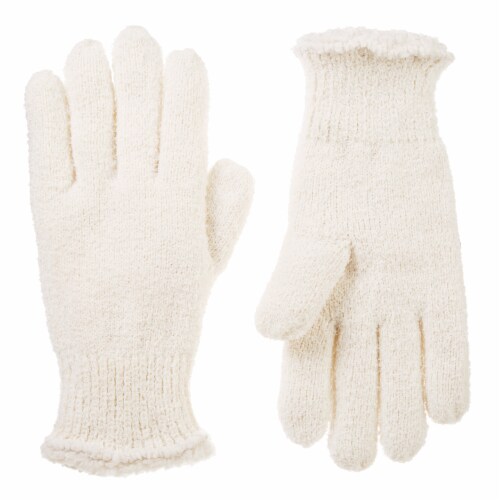 Isotoner Solid Ivory Women's Gloves Perspective: front