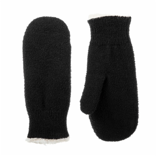 Isotoner® Solid Mittens - Black Perspective: front