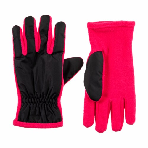 Isotoner Nylon with Fleece Palm Kids' Gloves - Pink Perspective: front